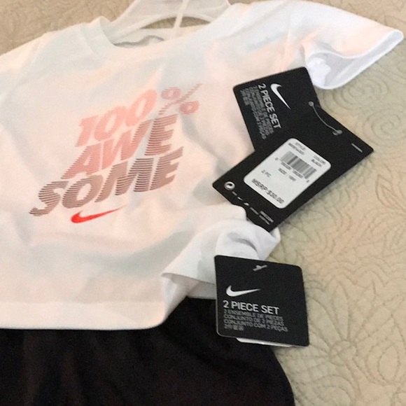 NIKE BOY SIZE 18 MONTHS 2 PIECE SET, MESS SHORTS & DRI FIT TEE 100% AWE SOME - Picture 8 of 8